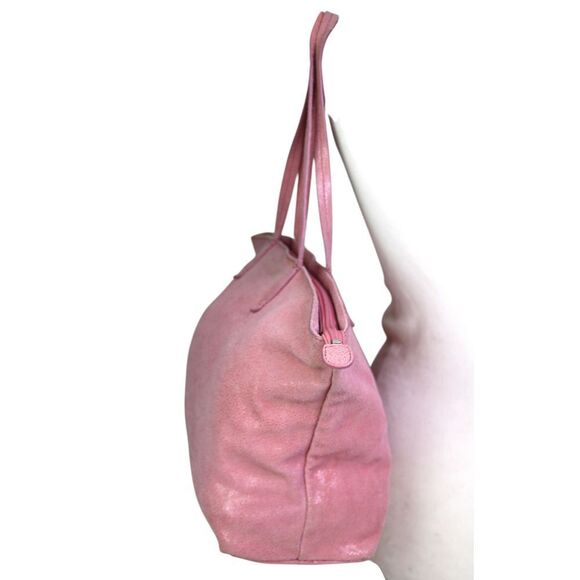 LRG Brooks Brothers SHIMMERING PINK REAL LEATHER SHOULDER BAG HANDBAG TOTE PURSE - Picture 3 of 14